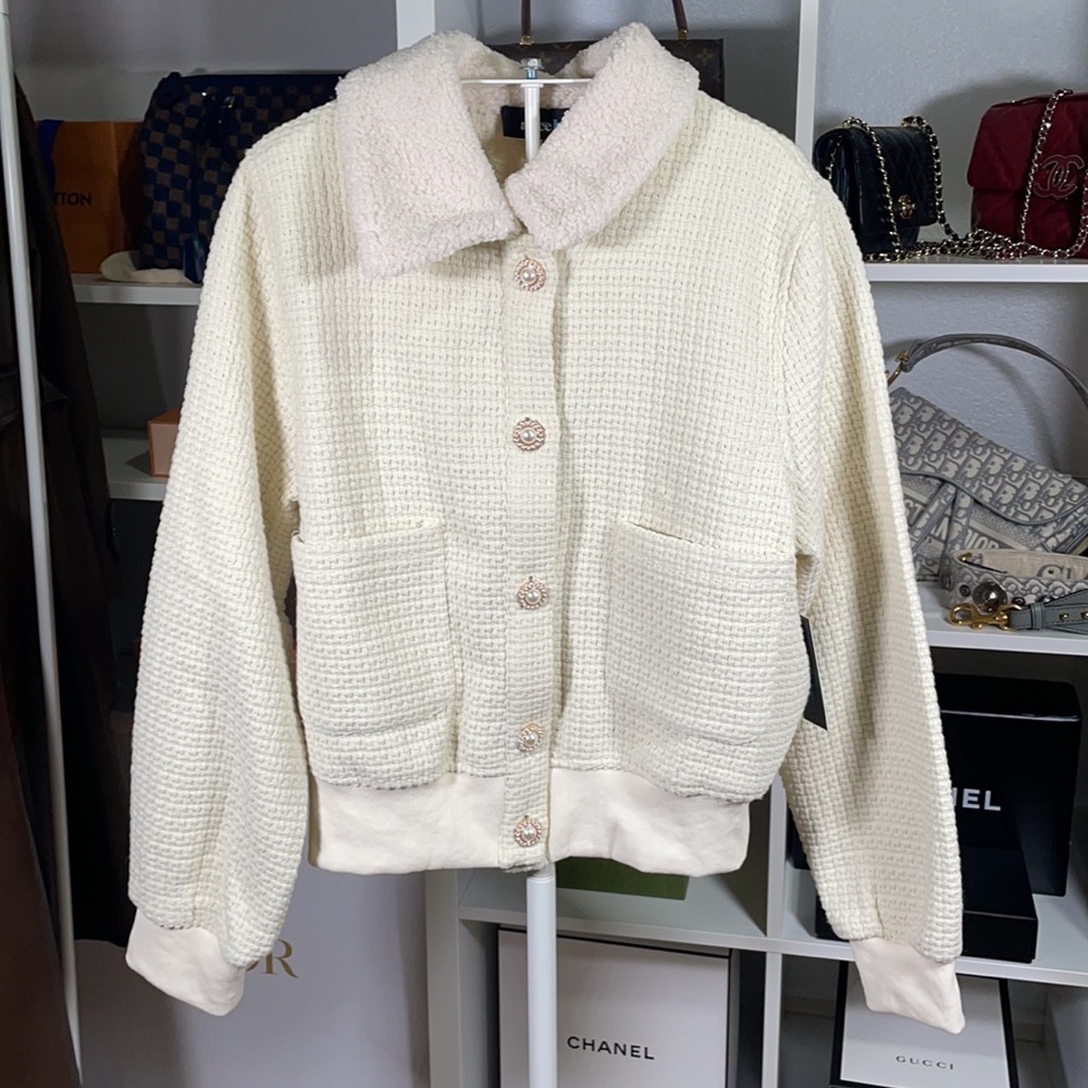 24 HR SALE Tweed Style Bomber Jacket
